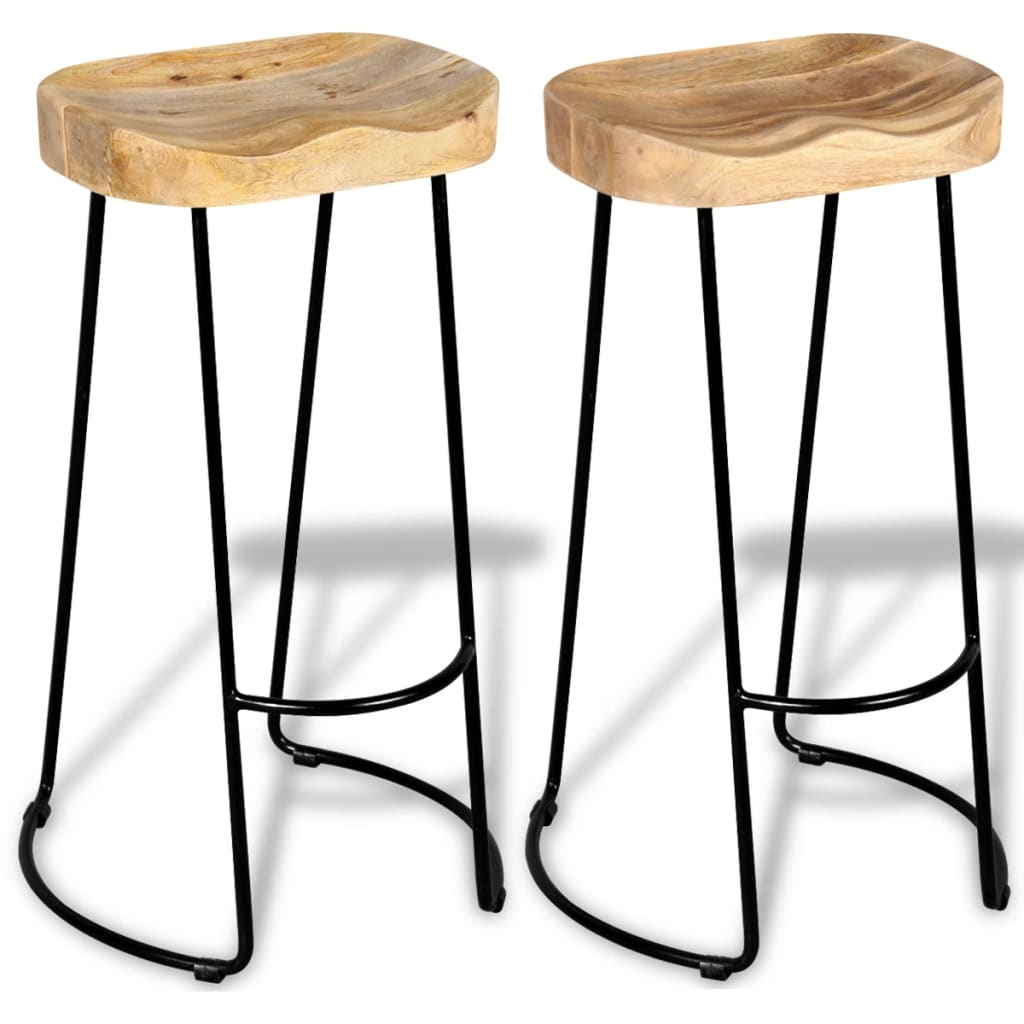 Bar Stools 2 pcs Solid Mango Wood - OLBRIT