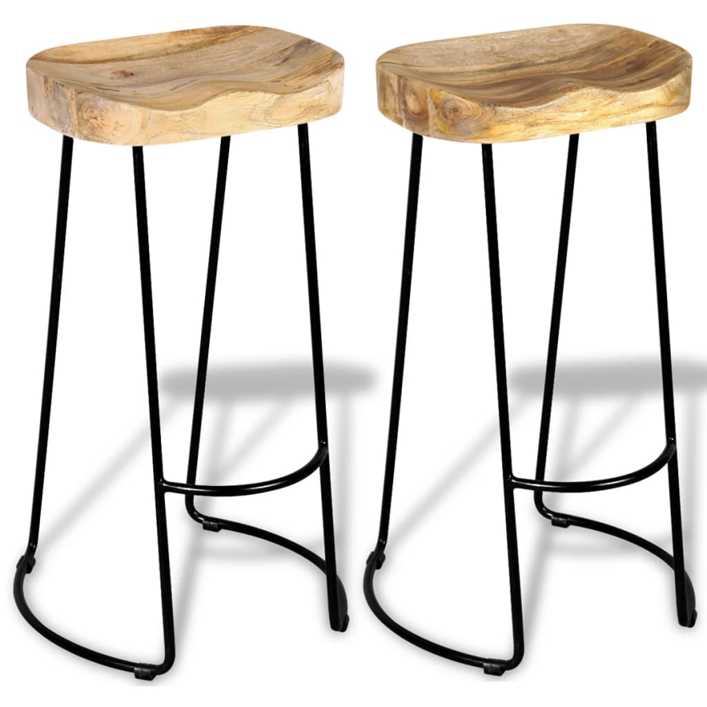 Bar Stools 2 pcs Solid Mango Wood - OLBRIT