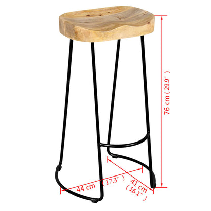 Bar Stools 2 pcs Solid Mango Wood - OLBRIT