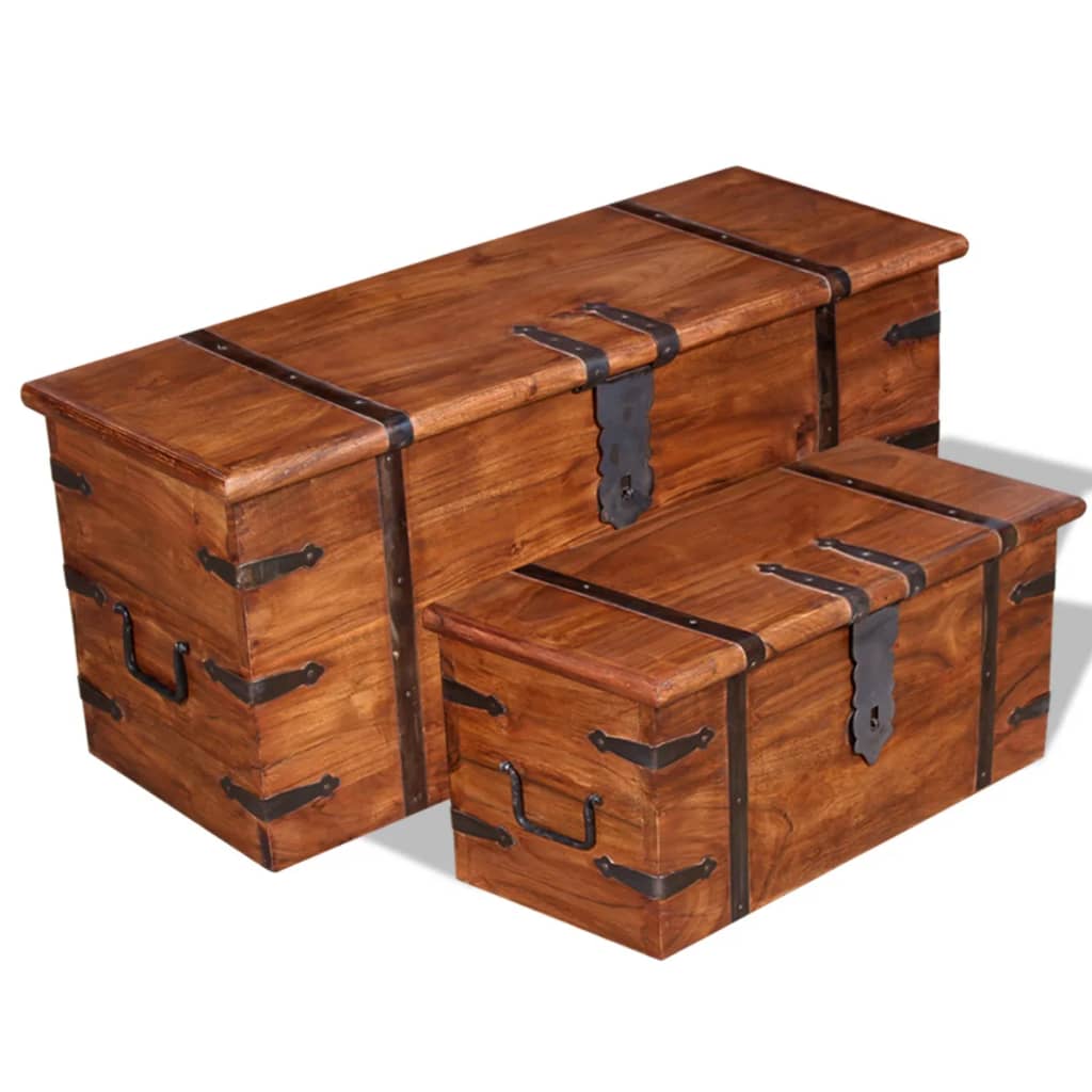 Two Piece Storage Chest Set Solid Wood - OLBRIT