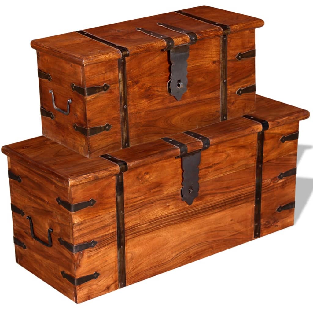 Two Piece Storage Chest Set Solid Wood - OLBRIT