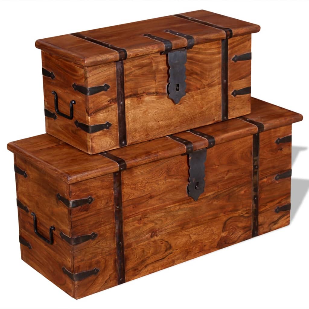 Two Piece Storage Chest Set Solid Wood - OLBRIT