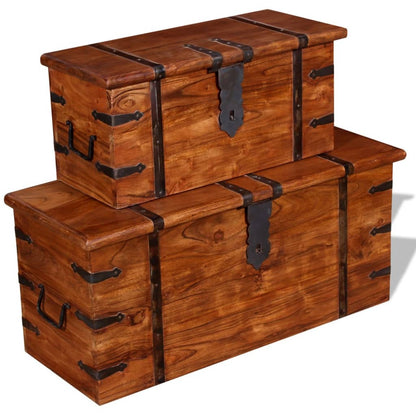 Two Piece Storage Chest Set Solid Wood - OLBRIT