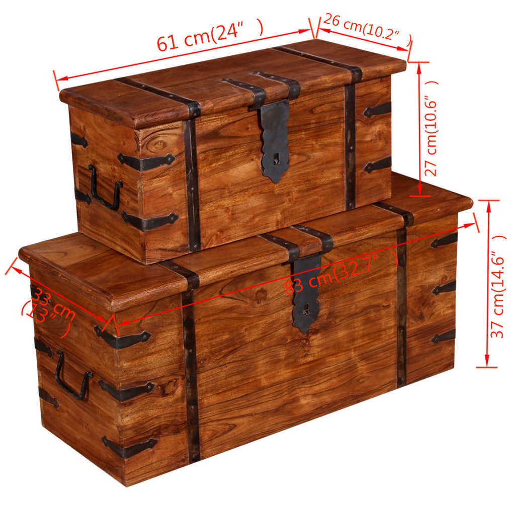 Two Piece Storage Chest Set Solid Wood - OLBRIT