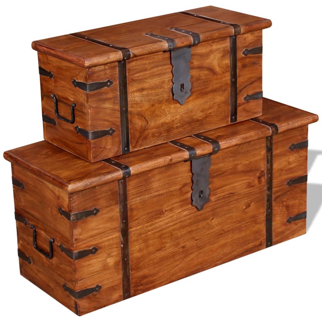 Two Piece Storage Chest Set Solid Wood - OLBRIT