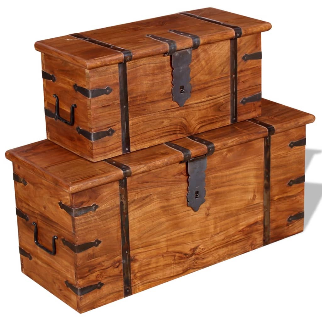 Two Piece Storage Chest Set Solid Wood - OLBRIT