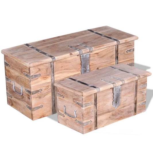 Two Piece Storage Chest Set Acacia Wood - OLBRIT