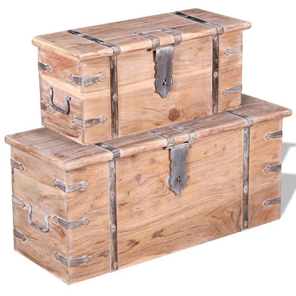 Two Piece Storage Chest Set Acacia Wood - OLBRIT