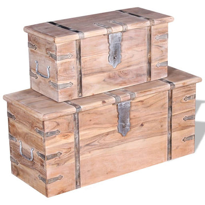 Two Piece Storage Chest Set Acacia Wood - OLBRIT