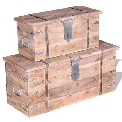 Two Piece Storage Chest Set Acacia Wood - OLBRIT