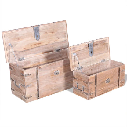Two Piece Storage Chest Set Acacia Wood - OLBRIT