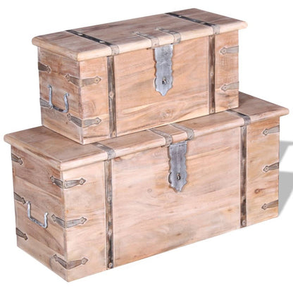 Two Piece Storage Chest Set Acacia Wood - OLBRIT