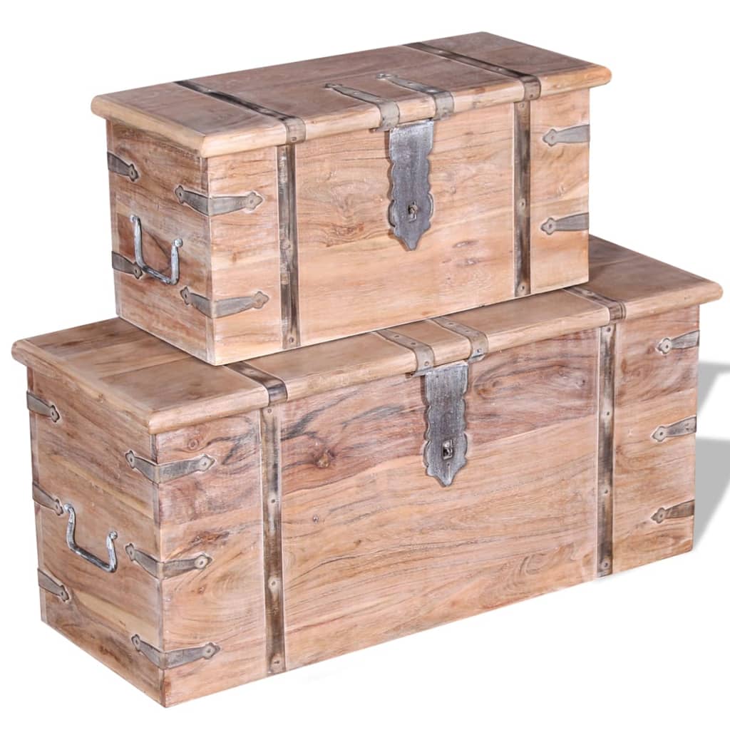 Two Piece Storage Chest Set Acacia Wood - OLBRIT