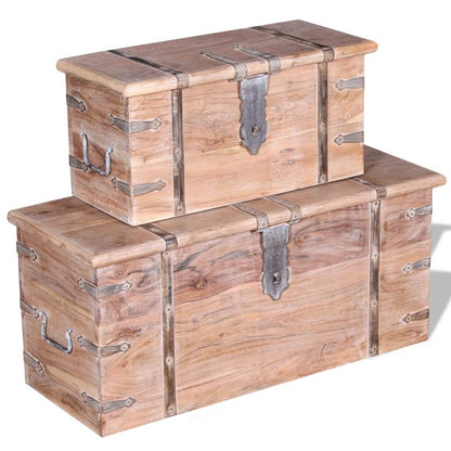 Two Piece Storage Chest Set Acacia Wood - OLBRIT