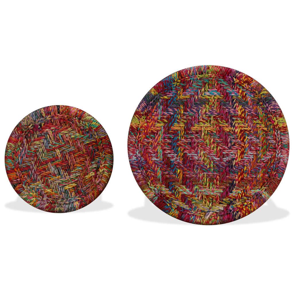 Coffee Table Set 2 Pieces Chindi Weave Details Multicolour - OLBRIT