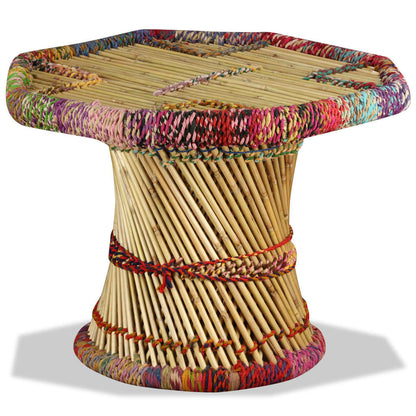 Coffee Table Bamboo with Chindi Details Multicolour - OLBRIT