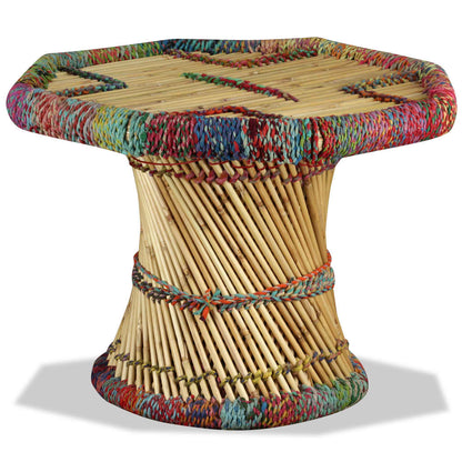 Coffee Table Bamboo with Chindi Details Multicolour - OLBRIT