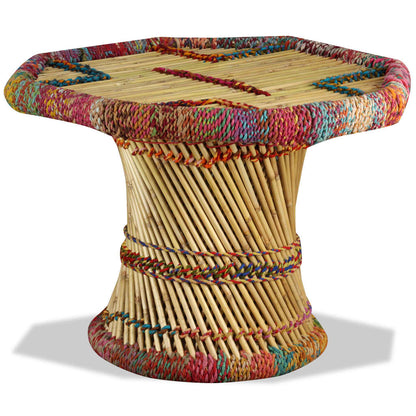 Coffee Table Bamboo with Chindi Details Multicolour - OLBRIT