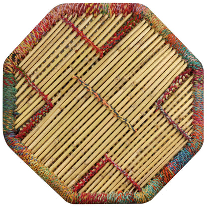 Coffee Table Bamboo with Chindi Details Multicolour - OLBRIT