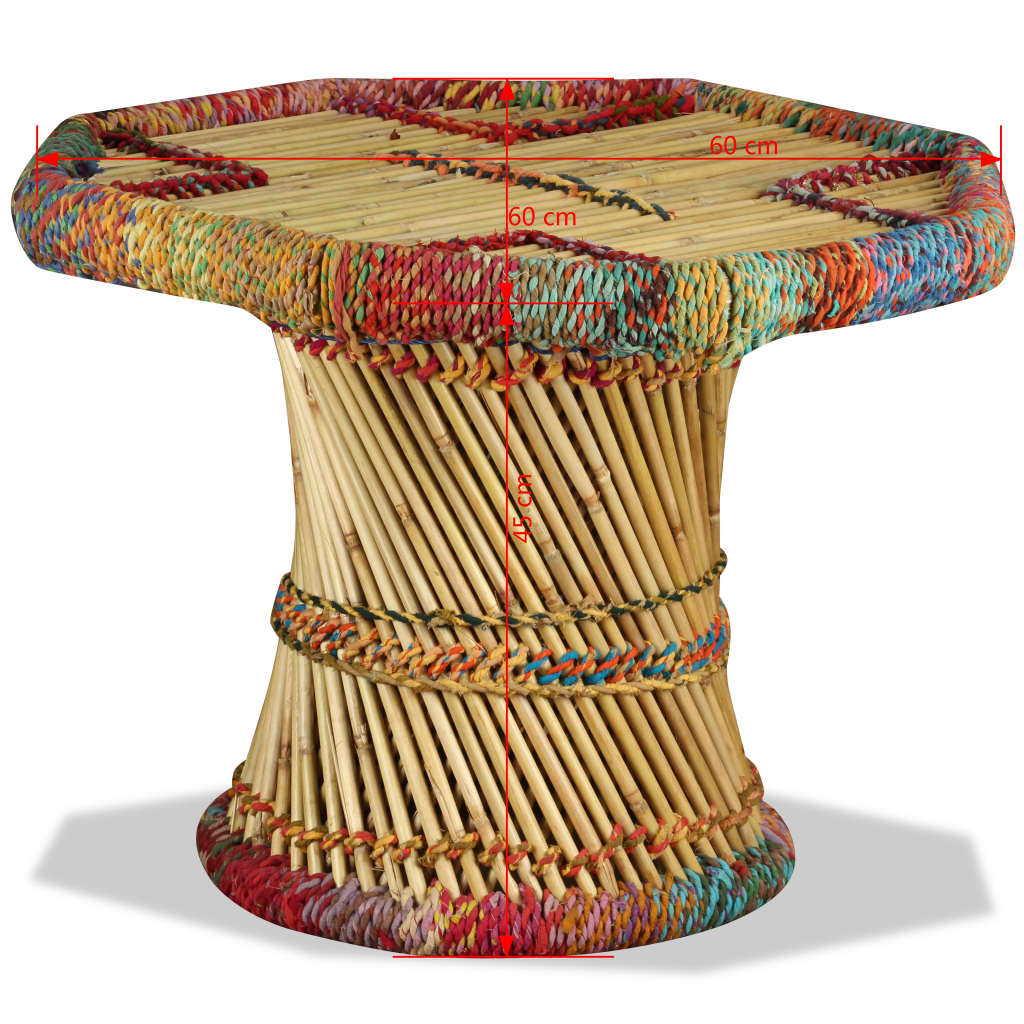 Coffee Table Bamboo with Chindi Details Multicolour - OLBRIT