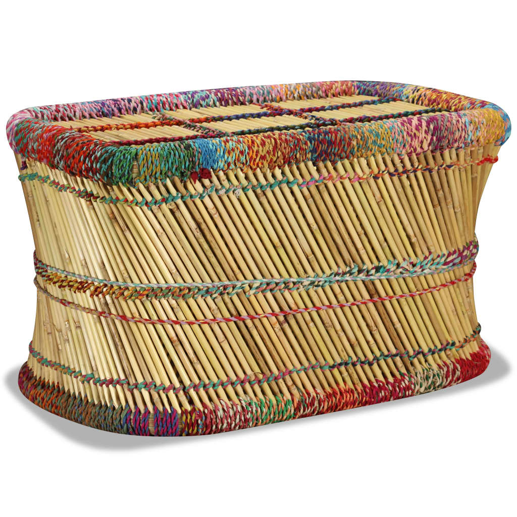 Coffee Table Bamboo with Chindi Details Multicolour - OLBRIT