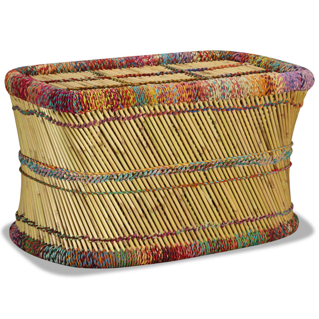 Coffee Table Bamboo with Chindi Details Multicolour - OLBRIT