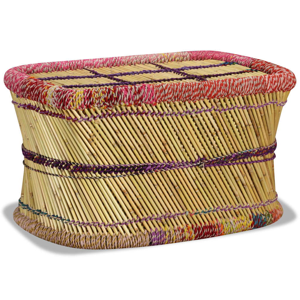 Coffee Table Bamboo with Chindi Details Multicolour - OLBRIT