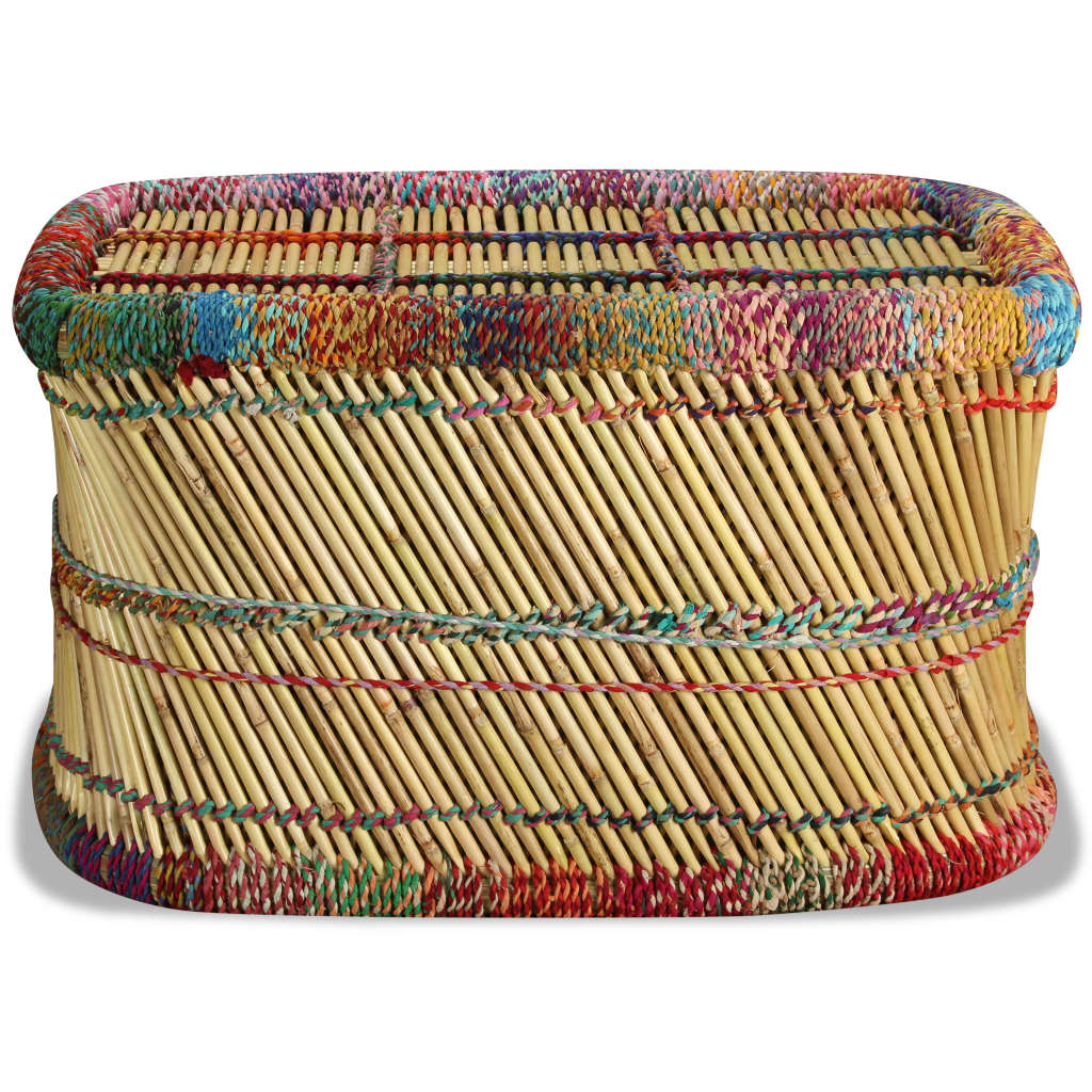Coffee Table Bamboo with Chindi Details Multicolour - OLBRIT