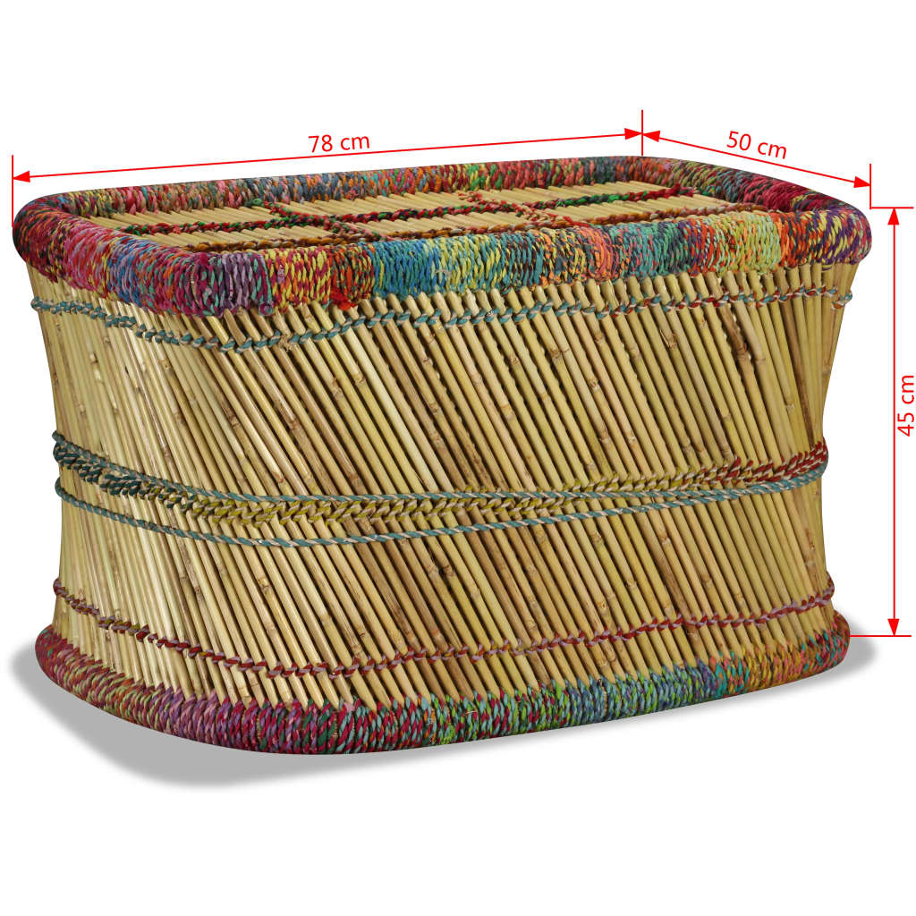 Coffee Table Bamboo with Chindi Details Multicolour - OLBRIT