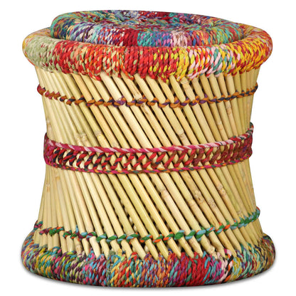 Stools with Chindi Details 2 pcs Multicolour Bamboo - OLBRIT