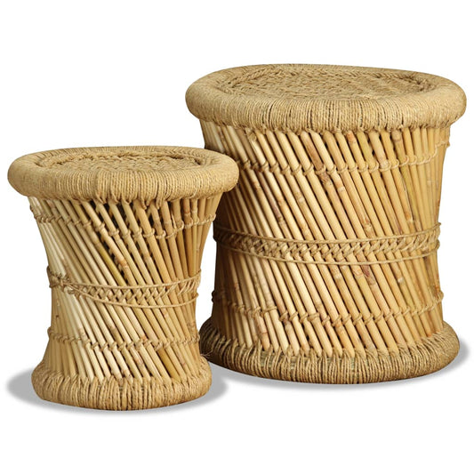 Stools 2 pcs Bamboo and Jute - OLBRIT