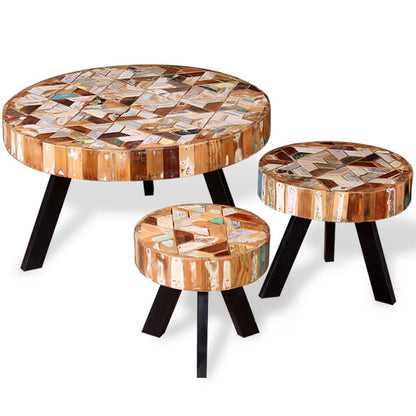 Three Piece Coffee Table Set Solid Reclaimed Wood - OLBRIT