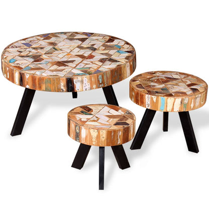 Three Piece Coffee Table Set Solid Reclaimed Wood - OLBRIT