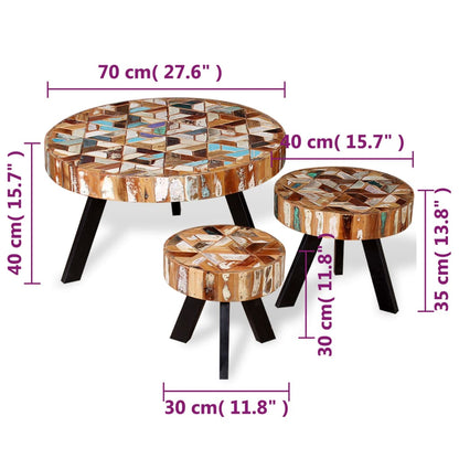 Three Piece Coffee Table Set Solid Reclaimed Wood - OLBRIT