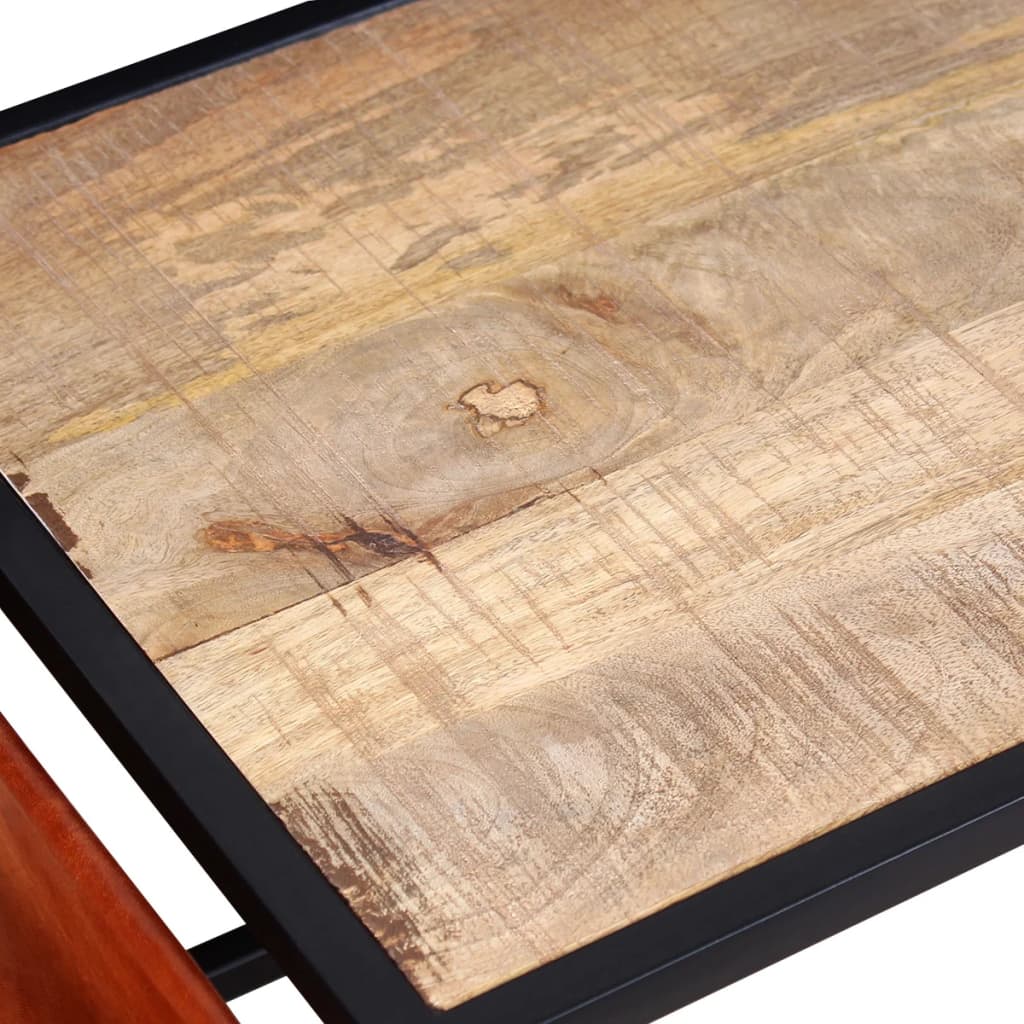 Coffee Table with Genuine Leather Magazine Holder 110x50x45 cm - OLBRIT