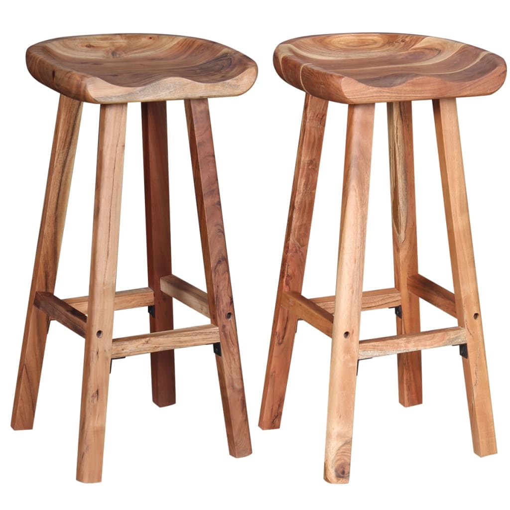 Bar Stools 2 pcs Solid Acacia Wood - OLBRIT