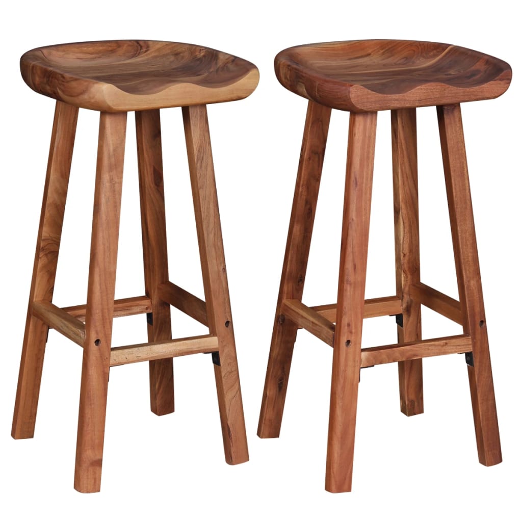 Bar Stools 2 pcs Solid Acacia Wood - OLBRIT