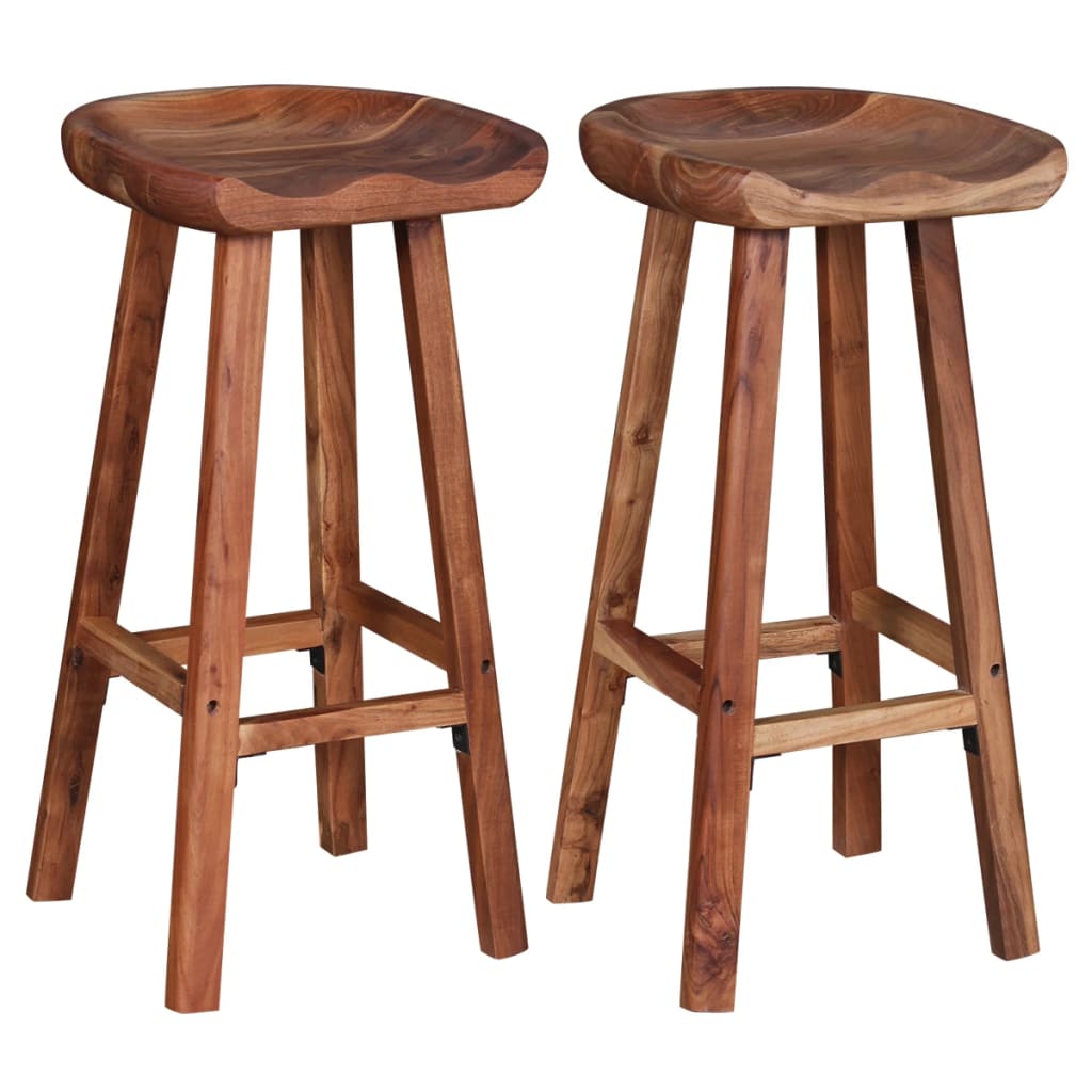 Bar Stools 2 pcs Solid Acacia Wood - OLBRIT