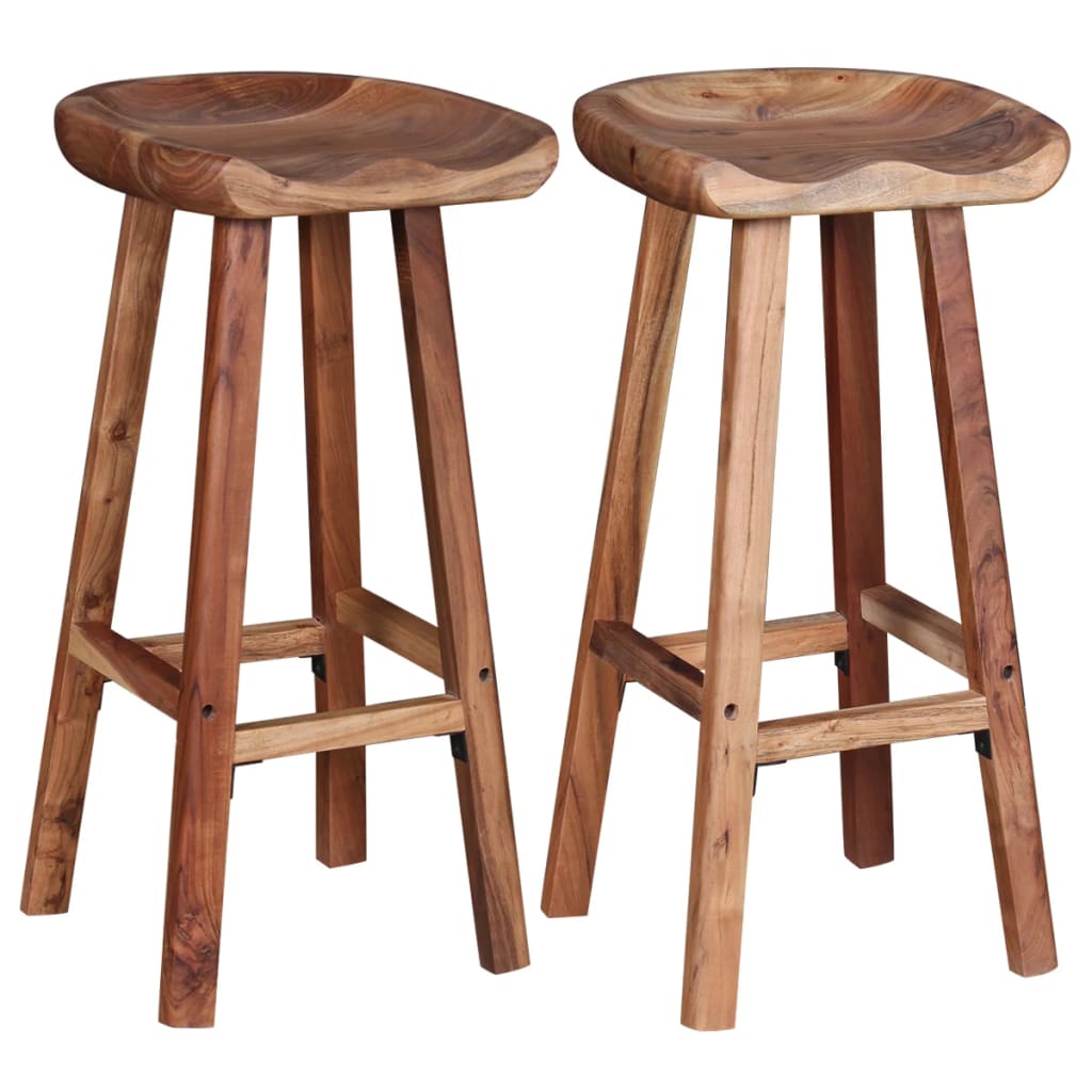 Bar Stools 2 pcs Solid Acacia Wood - OLBRIT