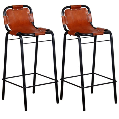 Bar Stools 2 pcs Real Leather - OLBRIT