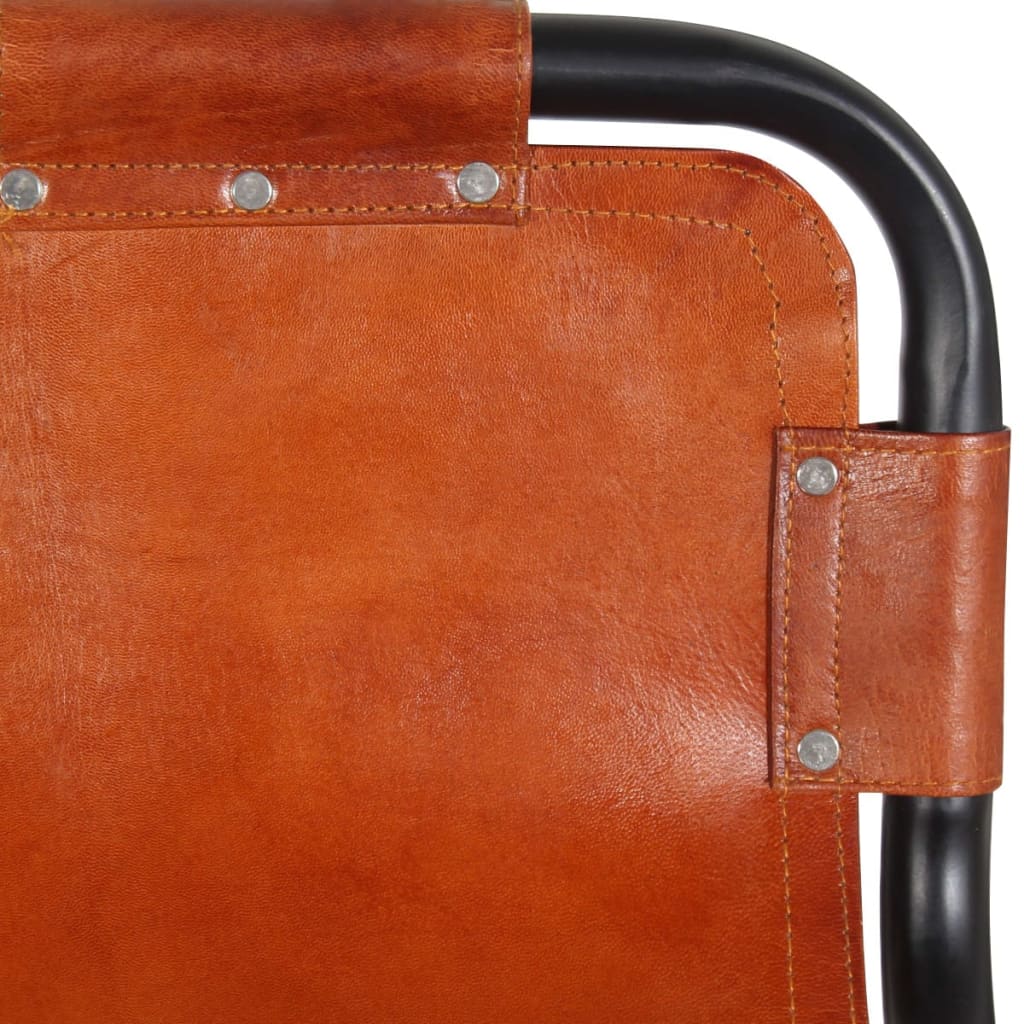 Bar Stools 2 pcs Real Leather - OLBRIT