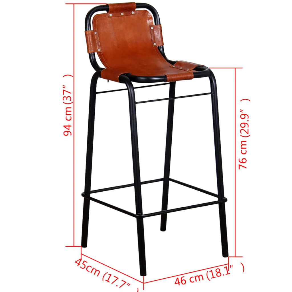Bar Stools 2 pcs Real Leather - OLBRIT