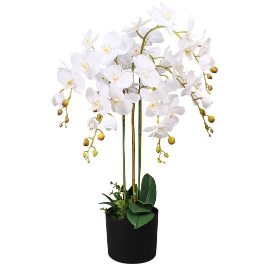 Artificial Orchid Plant with Pot 75 cm White - OLBRIT