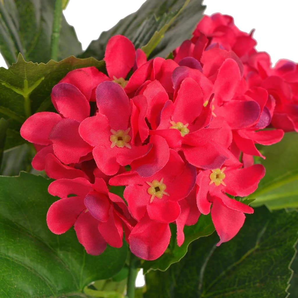 Artificial Hydrangea Plant with Pot 60 cm Red - OLBRIT