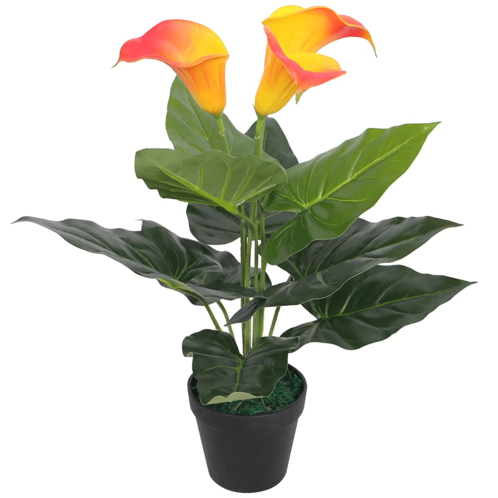Artificial Calla Lily Plant with Pot 45 cm Red and Yellow - OLBRIT