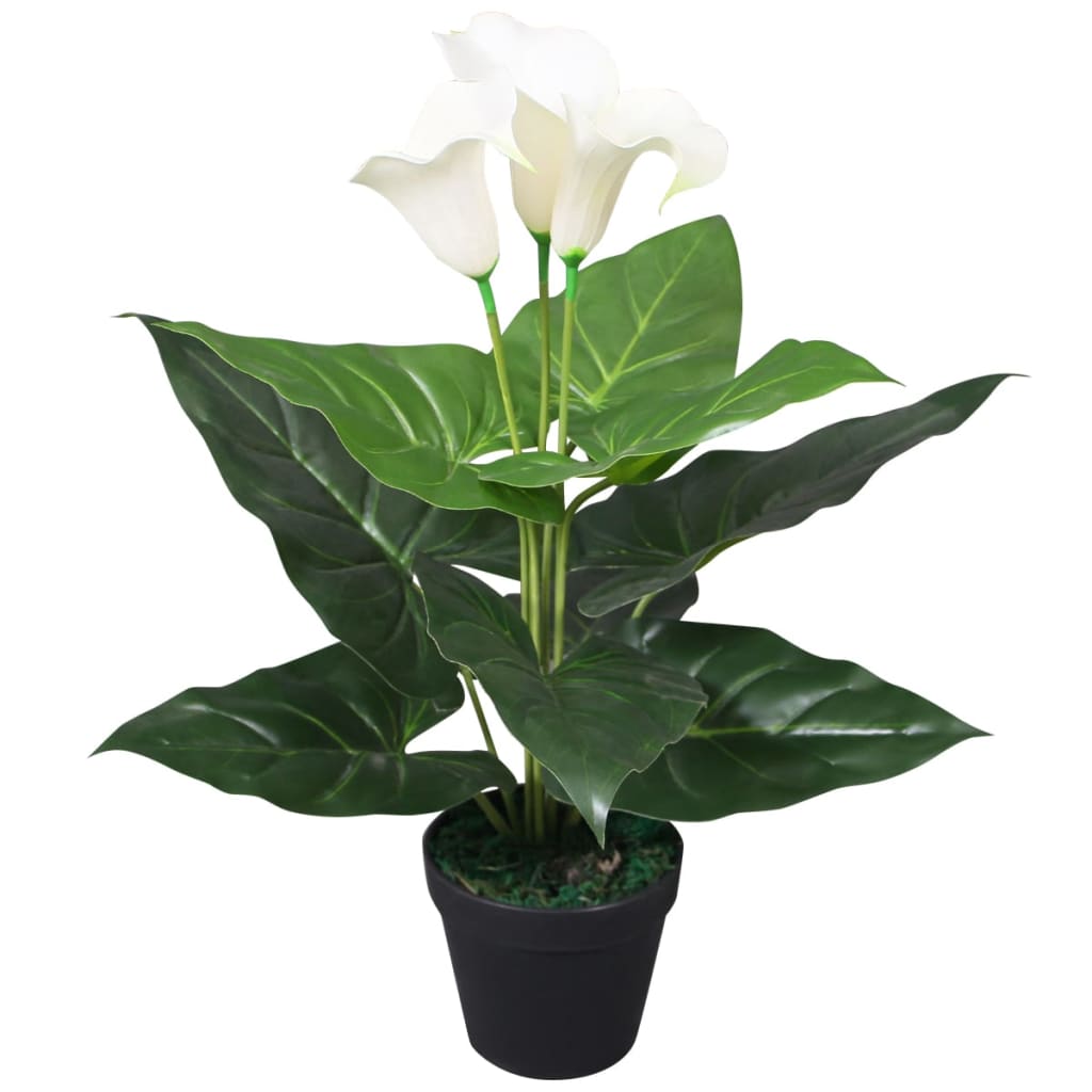 Artificial Calla Lily Plant with Pot 45 cm White - OLBRIT