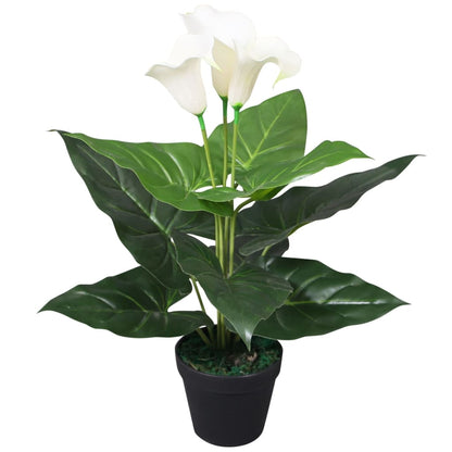 Artificial Calla Lily Plant with Pot 45 cm White - OLBRIT