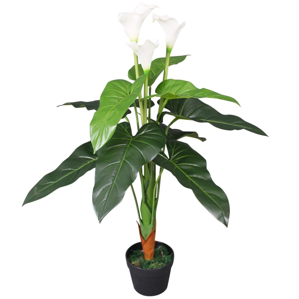 Artificial Calla Lily Plant with Pot 85 cm White - OLBRIT