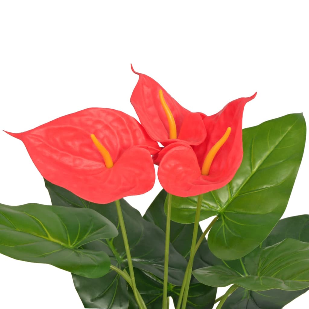Artificial Anthurium Plant with Pot 45 cm Red and Yellow - OLBRIT