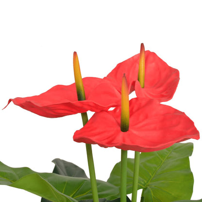 Artificial Anthurium Plant with Pot 90 cm Red and Yellow - OLBRIT